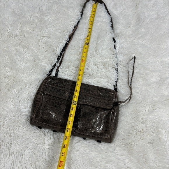 Rebecca Minkoff Mini Mac Croc Green Gold Chain crossbody purse Bag Embossed - Picture 5 of 14